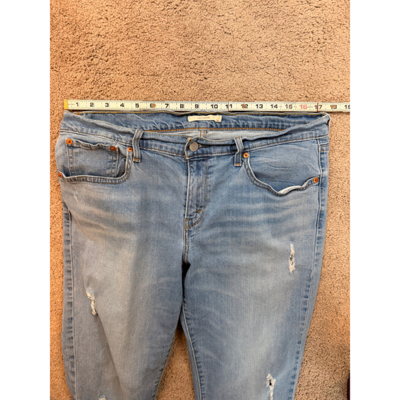 Women's Levi's Blue Distressed Boyfriend Jeans Sz 31 Minimalist 90s Inspired Y2K - Picture 6 of 16